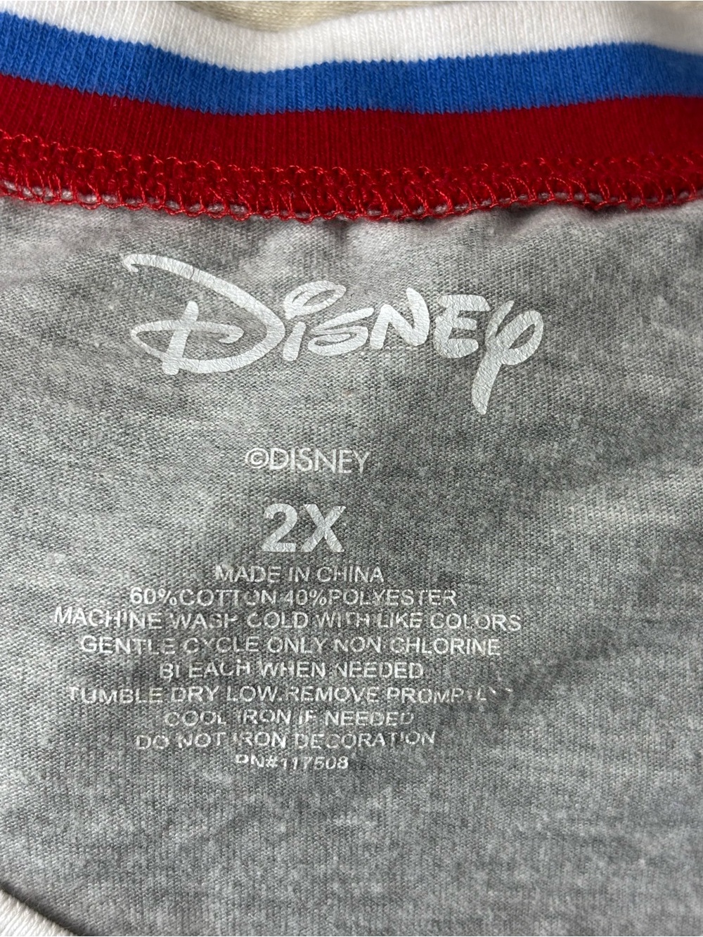 Disney Grey Mickey Mouse V-Neck Tee with Red, Blue & Yellow Accents - Picture 3 of 3